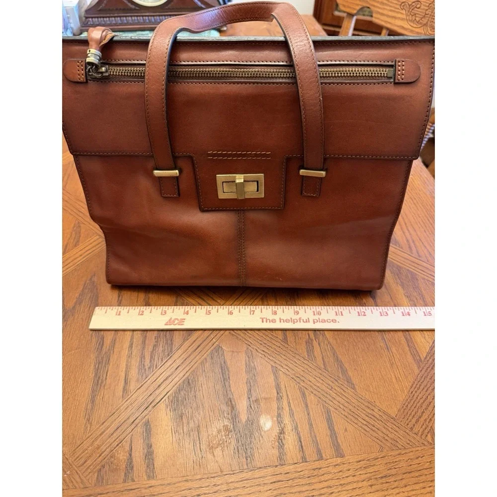 Banuce Full-Grain Italian Vegetable-Tanned Leather Satchel Handbag Red/Brown